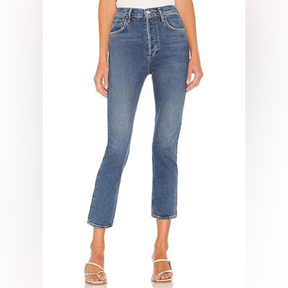 AGOLDE Riley High-Rise Straight Crop Jeans in color Transfer size 24